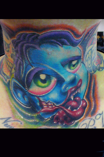 Tattoos - Josh Woods - throat Vampire